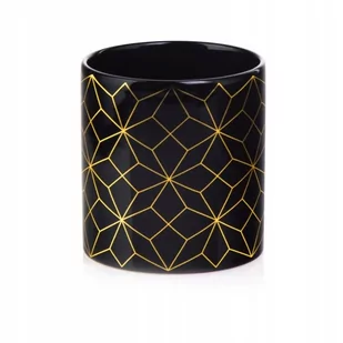 Doniczka ceramiczna na kwiaty czarno-złota 13,5 cm - Donice - miniaturka - grafika 1