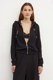 Armani Exchange bluza damska kolor czarny z kapturem z aplikacją XW000082 AF10172 - Bluzy damskie - miniaturka - grafika 1