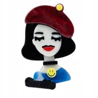 Broszki - PINETS Broszka Dama w berecie Paryżanka - miniaturka - grafika 1