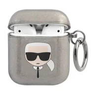 Akcesoria do słuchawek - Karl Lagerfeld KLA2UKHGK AirPods cover czarny/black Glitter Karl`s Head - miniaturka - grafika 1