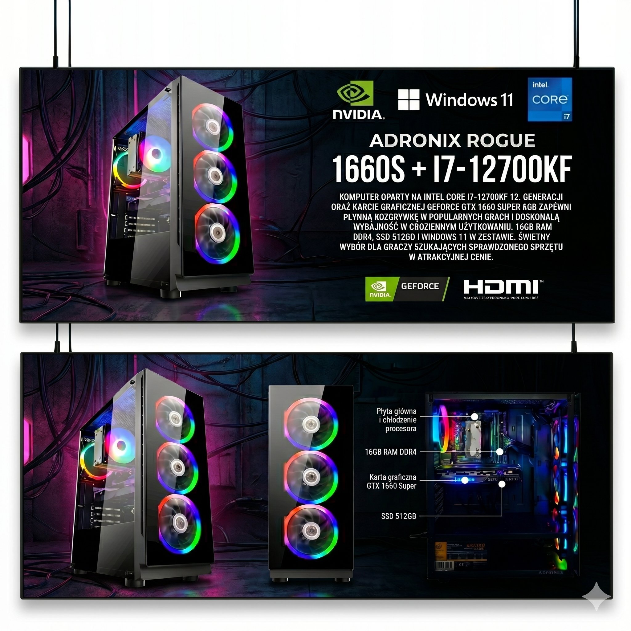 Komputer Adronix i7 DDR4 SSD 512GB GTX 1660S 6GB WIN 11 13821324797