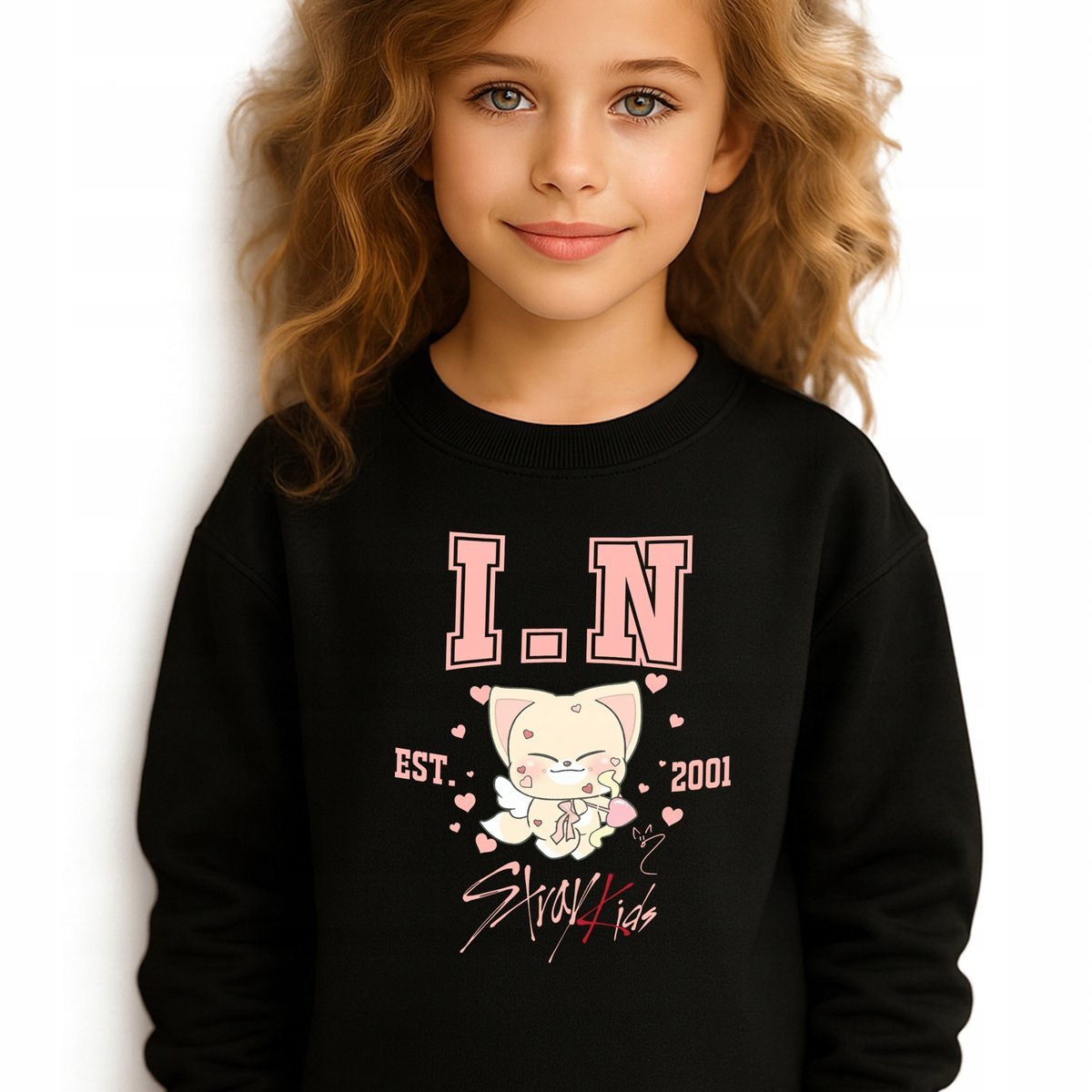 Bluza Dziecięca Czarna I.N STRAY KIDS Na Prezent Muzyka KPOP Wz Rozm 140 cm