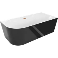 Wanny - Mexen Mia wanna wolnostojąca narożna prawa 140 x 75 cm, biała/czarna, przelew miedź szczotkowana - 52691407575P-65 - miniaturka - grafika 1