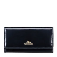 Portfele - Damski portfel ze skóry lakierowanej podłużny granatowy - miniaturka - grafika 1