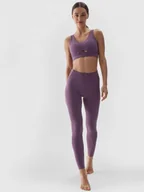 Spodnie sportowe damskie - Damskie legginsy do jogi 4F 4FWAW24TFTIF284 - fioletowe - miniaturka - grafika 1