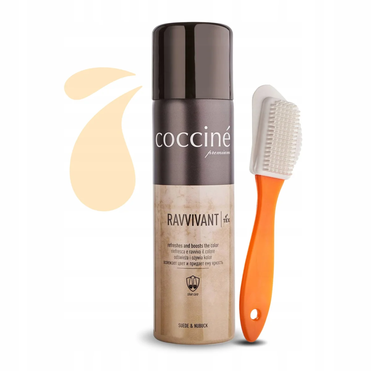 Spray Renowator do Zamszu Nubuku Ivory i Szczotka Dwustronna Zestaw 2w1