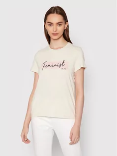 Koszulki i topy damskie - Vero Moda T-Shirt Feminist 10262918 Szary Regular Fit - grafika 1