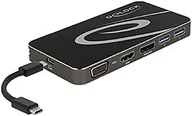 Akcesoria do komputerów stacjonarnych - Delock USB Type-C 3.2 docking station black 4K HDMI + VGA USB hub and PD 3.0 - miniaturka - grafika 1