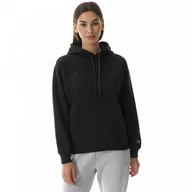 Bluzy sportowe damskie - Damska bluza dresowa nierozpinana z kapturem Champion Rochester Hooded Sweatshirt - czarna - CHAMPION - miniaturka - grafika 1