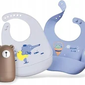 Śliniaki i fartuszki - Śliniak silikonowy dla dzieci z kieszonką 2 szt - miniaturka - grafika 1