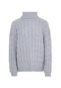 Aleva Damski sweter z golfem ze skręconej dzianiny akrylowej jasnoszary melanż rozmiar XS/S, jasnoszary melanż, XS - Swetry damskie - miniaturka - grafika 1