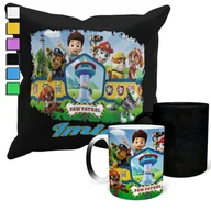 Gadżety dla niej i dla niego - ZESTAW KUBEK MAGICZNY + POSZEWKA Z PODUSZKĄ- PSI PATROL PREZENT + IMIĘ - miniaturka - grafika 1