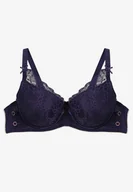 Biustonosze - Granatowy Biustonosz z Usztywnionymi Miseczkami i Koronką Tinarria - miniaturka - grafika 1