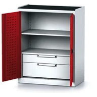 Szafy i regały magazynowe - Alfa 3 Szafa warsztatowa MECHANIC, 1170 x 920 x 500 mm, 1 półki, 2 szuflady, czerwone drzwi 1262698 - miniaturka - grafika 1