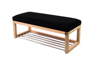 Ławka na buty LPG-4 60cm EMRAWOOD drewno lite kolor naturalny siedzisko gładkie, czarny - Ławki do przedpokoju - miniaturka - grafika 1