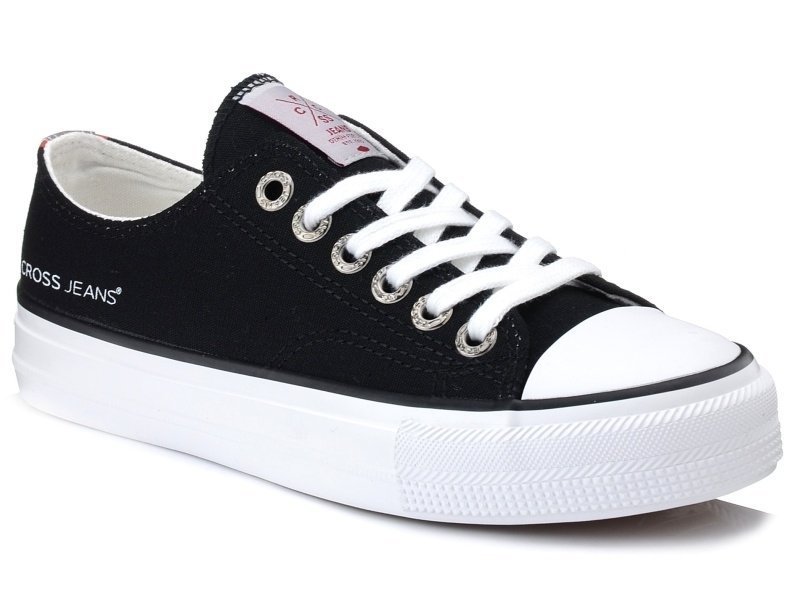 Czarne trampki na białej podeszwie sznurowane Cross Jeans FF2R4011C-36