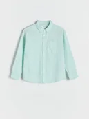 Bluzki dla chłopców - Reserved - Koszula oversize z domieszką lnu - jasnozielony - miniaturka - grafika 1