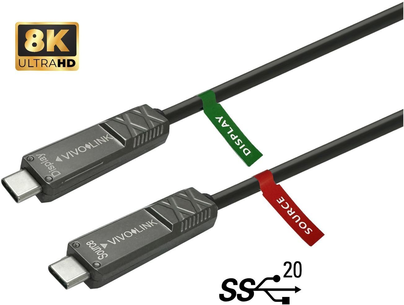 VivoLink USB-C to USB-C Cable 8m for AV PROUSBCMM8OP