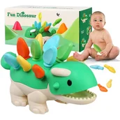 Zabawki sensoryczne - MONTESSORI SORTER KLOCKÓW ZABAWNY DINOZAUR FIGURKA UKŁADANKA CYFERKI KLOCKI - miniaturka - grafika 1