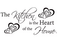 Naklejki na ścianę - Cytaty, The kitchen is the heart, Naklejka ścienna wielokrotnego użytku, 100x50 cm - miniaturka - grafika 1