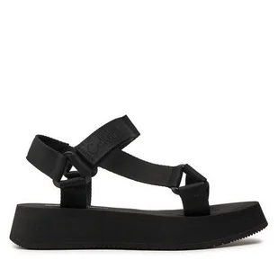 Sandały Calvin Klein Jeans Sandal Velcro Webbing In Mtl YW0YW01480 Czarny - Sandały damskie - miniaturka - grafika 1