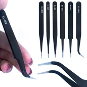 Narzędzia sieciowe - Rosfix ZESTAW 6 PĘSET METALOWYCH PINCET PRECYZYJNYCH PĘSETY ESD DO ELEKTRONIKI HQ - miniaturka - grafika 1