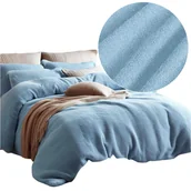 Pościel - Komplet pościeli bawełnianej GRUBA FROTA 160x200 MIĘKKA FROTTE niebieski - miniaturka - grafika 1