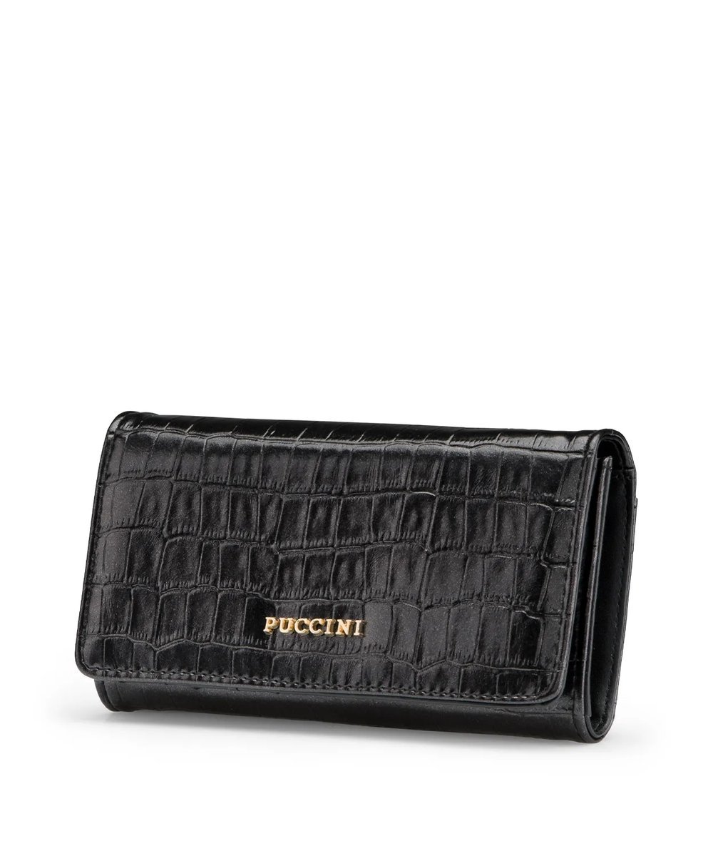 Portfel Damski Duży Na Karty Skóra Ekologiczna Puccini Czarny Blp740-1