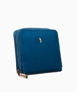 Portfele - PUCCINI Niebieski mały portfel damski ze skóry naturalnej - grafika 1