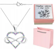 Naszyjniki - Srebrny naszyjnik z serduszkiem infinity GRAWER - miniaturka - grafika 1