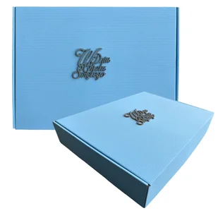 Pudełko prezentowe na CHRZEST 400x300x70 ozdobne z drewnianą dekoracją - Zestawy upominkowe - miniaturka - grafika 1