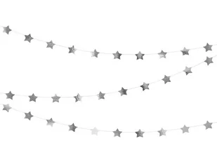 PartyDeco Girlanda "Gwiazdki" srebrne metaliczne PartyDeco 360 cm GLS8-018M - Dekoracje sali - miniaturka - grafika 1