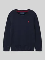 Swetry dla chłopców - Sweter z dzianiny z wyhaftowanym logo - miniaturka - grafika 1