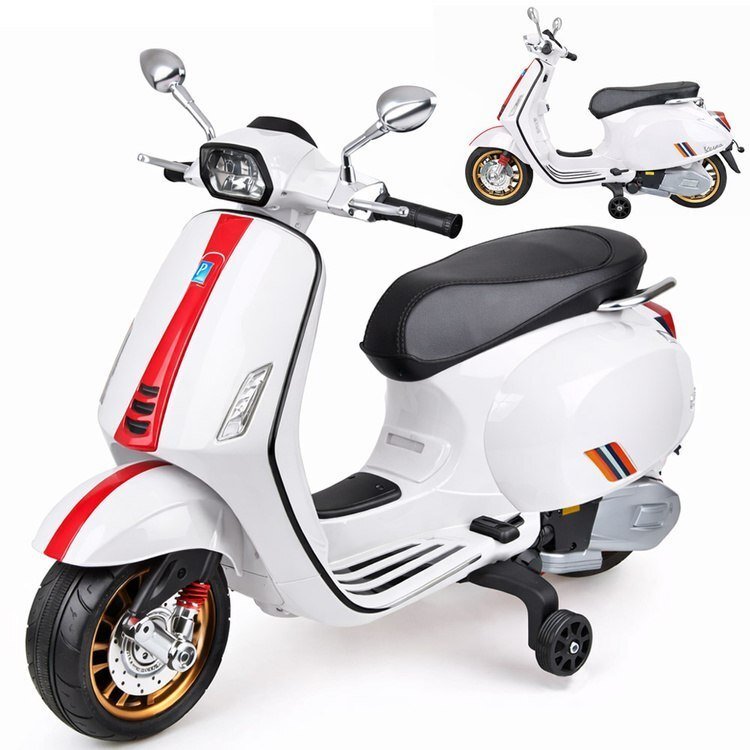 Jokomisiada Motor skuter elektryczny VESPA na akumulator dla dziecka melodie PA0344 EDUKAMP