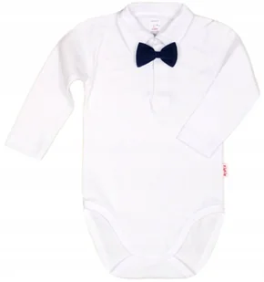Body KOŁNIERZYK Polo DŁR BIAŁE MUCHA granat r 62 KLEKLE - Body dla niemowląt - miniaturka - grafika 1