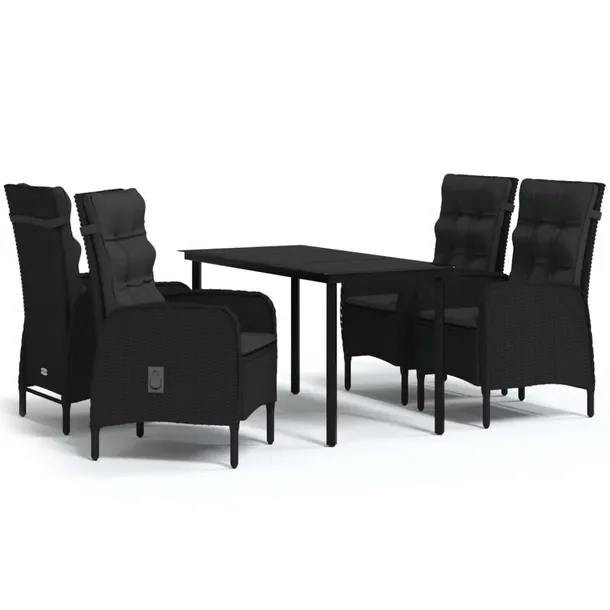 Zestaw mebli ogrodowych Relax&Eat - czarny, rattan PE, stal, szkło; stoł