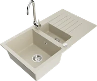Zlewozmywaki z baterią - Mexen Matias zlewozmywak granitowy 1,5-komorowy z ociekaczem i baterią kuchenną Telma, beżowy - 6502-69-670200-00 - miniaturka - grafika 1