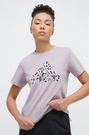 Koszulki sportowe damskie - adidas t-shirt bawełniany damski kolor fioletowy - miniaturka - grafika 1