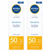 Kremy do twarzy - NIVEA SUN Krem przeciwsłoneczny do twarzy z filtrem SPF50 50ml x 2 szt - miniaturka - grafika 1