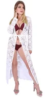 Stroje kąpielowe - Biała, w kwiatowy, koronkowy wzór narzutka na strój kąpielowy John Zack - miniaturka - grafika 1