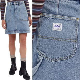 Lee WORKWEAR MILITARY SKIRT Down Pour DżINS TRAPEZOWA JEANSOWA SPÓDNICA W29 - Spódnice - miniaturka - grafika 1