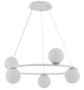 Sigma biało-złota lampa sufitowa nad stół 33385 GAMA KOŁO 5 nowoczesny żyrandol do salonu szklane kule 33385 - Lampy sufitowe - miniaturka - grafika 1
