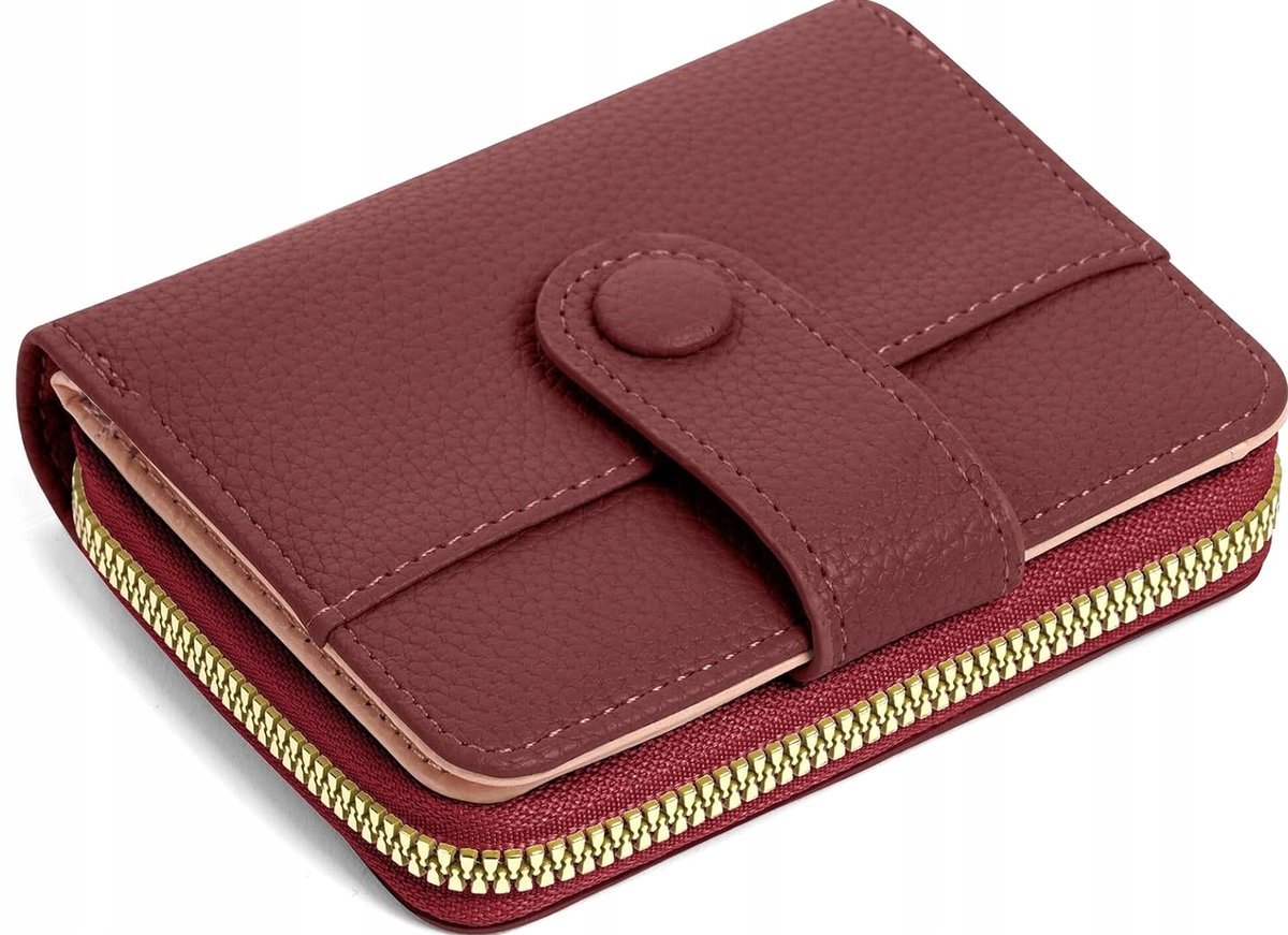 PORTFEL 12X9X3CM MAŁY SKÓRZANY ZAMEK RFID KARTY ELEGANCKI PRAKTYCZNY