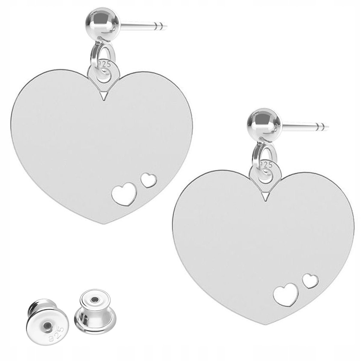 Kolczyki Srebrne Serca Serduszka Blaszka z Sercem Serduszkiem SREBRO 925