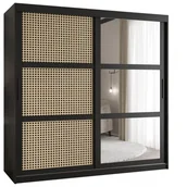 Szafy - Szafa przesuwna garderoba na ubrania do przedpokoju PLECIONKA WIEDEŃSKA 2 180 czarna biała - miniaturka - grafika 1