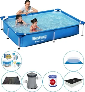 Bestway Steel Pro 221x150x43 cm Prostokątny - Komfortowy pakiet na basen - Baseny ogrodowe - miniaturka - grafika 1