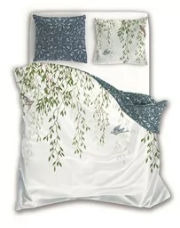 Faro Pościel bawełniana 140x200 Trendy 013 biała niebieska zielona liście z jedną poszewką - Pościel - miniaturka - grafika 1