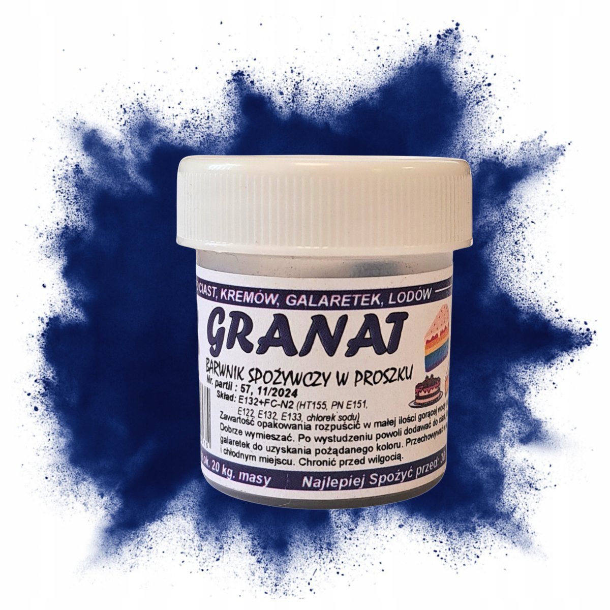 BARWNIK SPOŻYWCZY W PROSZKU GRANATOWY JADALNY DO DEKORACJI TORTU CIAST 5g