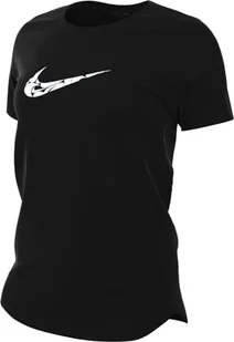 Nike Damskie W Nk One Swsh Hbr Df Ss Top, Black/White, FN2618-010, L - Koszulki i topy damskie - miniaturka - grafika 1