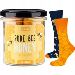 Skarpetki męskie - Skarpetki męskie kolorowe SOXO GOOD STUFF Pure bee Honey w słoiku śmieszne bawełniane - grafika 1